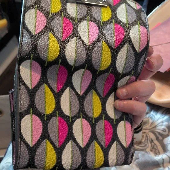 Vera Bradley Vintage RARE Leather Black and Pink Leaf Pattern Wallet - Picture 5 of 8
